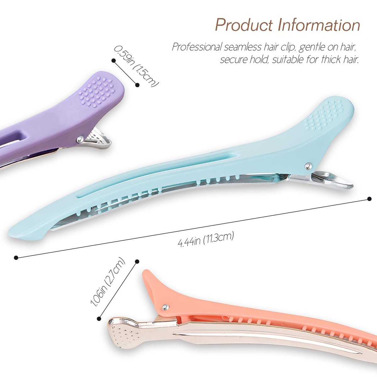 10-Pack Professional Styling Hair Clips - Anti-Slip Silicone-Banded Duck Bill Clips for Hairdressing - Colorful Aluminum Salon Cutting Clips for Women and Men - görsel 13