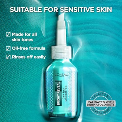 L'Oreal Paris Bright Reveal Dark Spot Exfoliant Peel with 25% AHA BHA PHA Face Exfoliator Solution - 0.84 Fl Oz