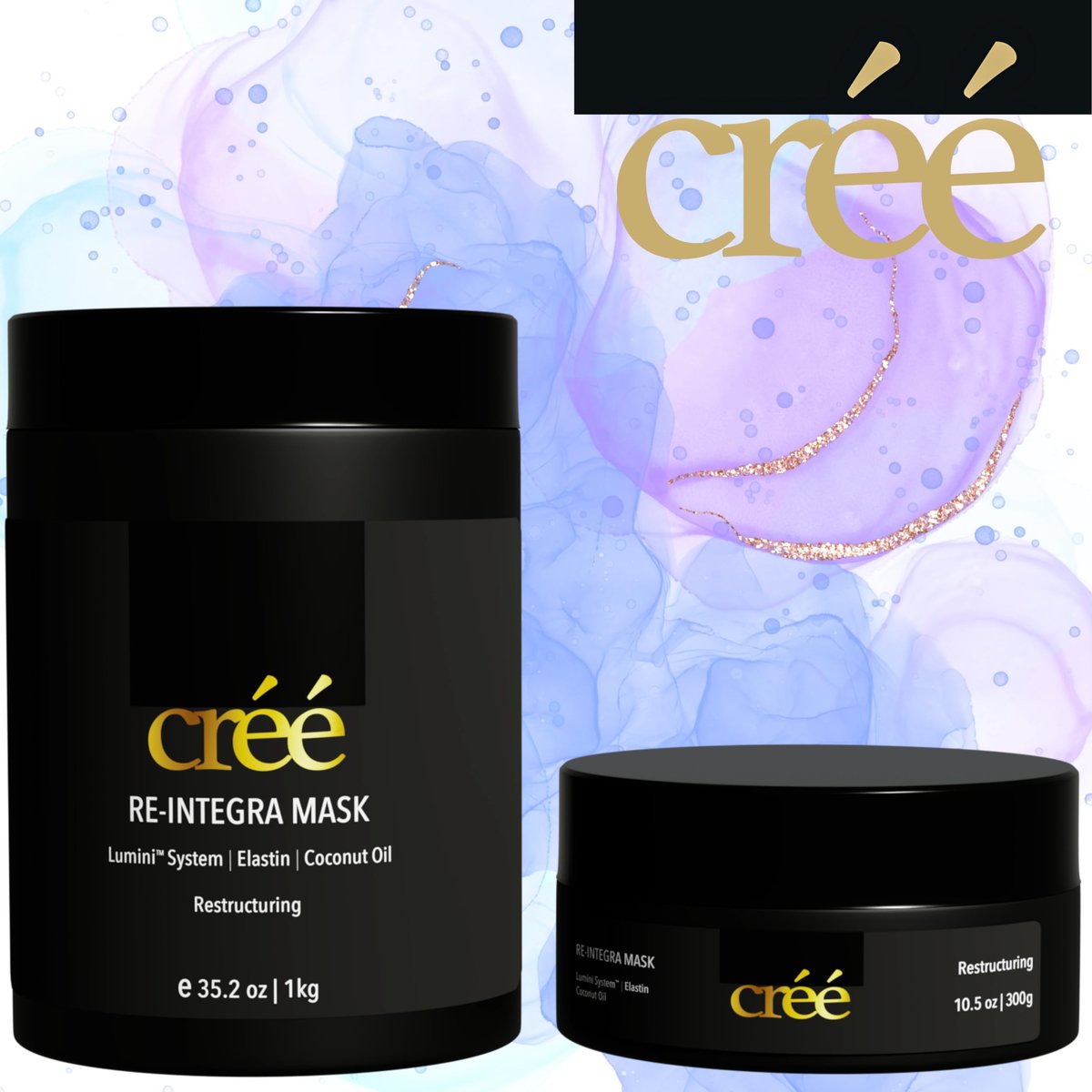 Créé Re-Integra Lumini System Elastin & Coconut Oil Hair Mask – 10.5 oz - görsel 9