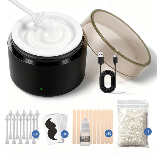 Nose Wax Kit for Men & Women - Nose Hair Wax Kit with 100g Wax Beads, 20 Sticks, Mini Wax Warmer, Portable USB Wax Kit for Facial Hair Removal (Black-USB) Avelisse