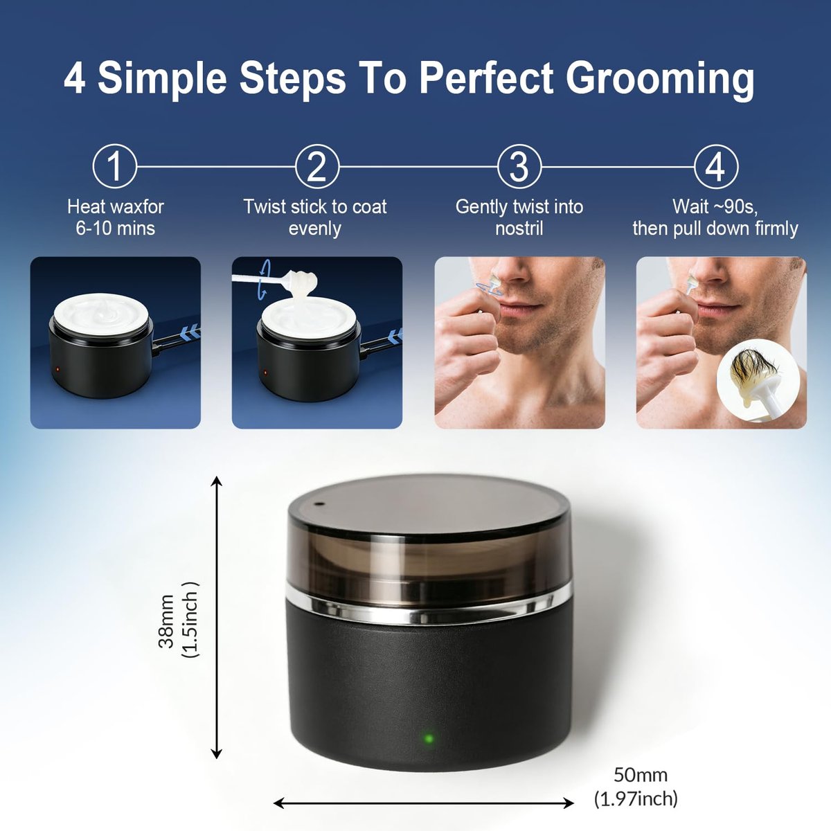 Nose Wax Kit for Men & Women - Nose Hair Wax Kit with 100g Wax Beads, 20 Sticks, Mini Wax Warmer, Portable USB Wax Kit for Facial Hair Removal (Black-USB) Avelisse