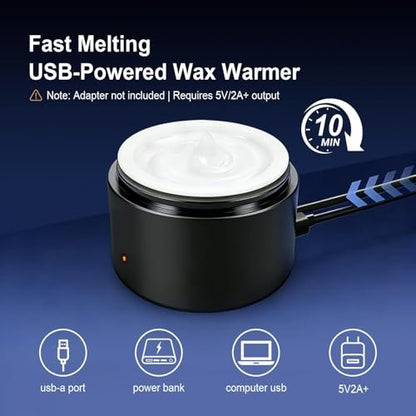 Nose Wax Kit for Men & Women - Nose Hair Wax Kit with 100g Wax Beads, 20 Sticks, Mini Wax Warmer, Portable USB Wax Kit for Facial Hair Removal (Black-USB) Avelisse