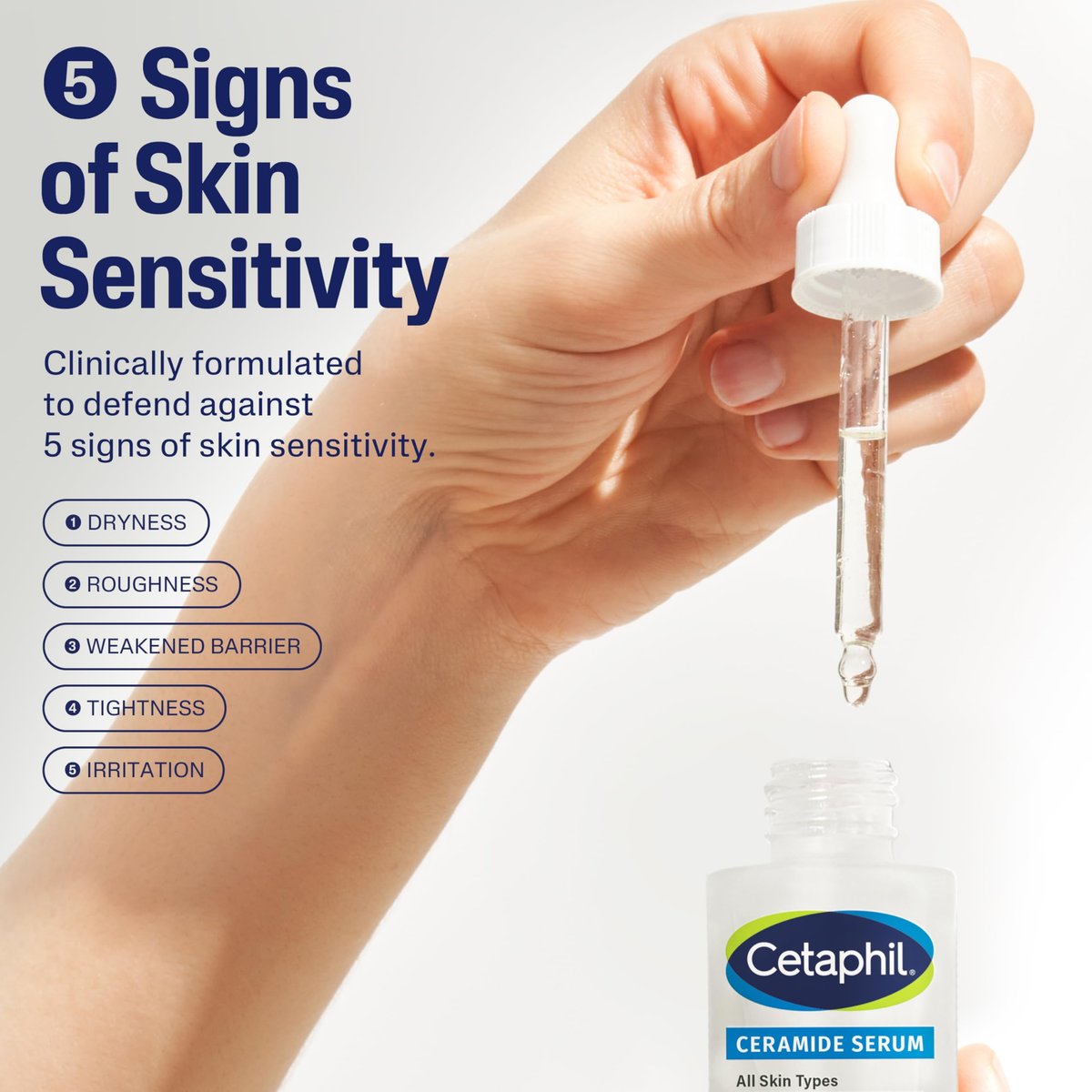 Cetaphil Ceramide Serum - Hydrates and Restores Skin Barrier, Formulated with Ceramides & Centella Asiatica, Designed for Sensitive Skin, Fragrance Free, Dermatologist Tested, 1 oz - görsel 3