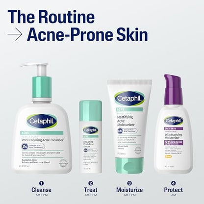 CETAPHIL Gentle Clear Repairing Post-Acne Serum, Retinol Alternative, Oil Free Serum for Sensitive Skin, 1 Fl Oz, Bakuchiol, Improves Skin Tone & Post-Acne Marks, Dermatologist Recommended Brand