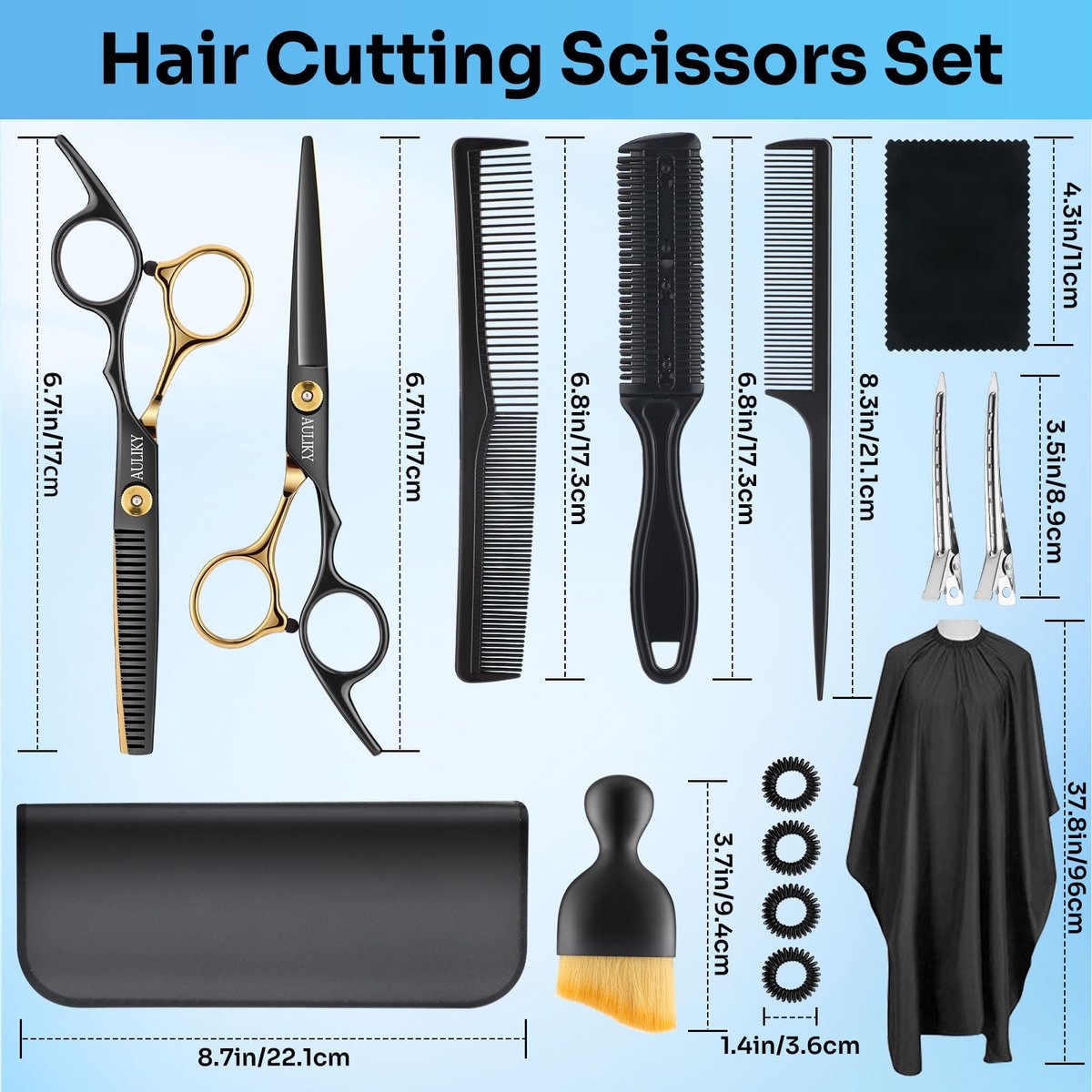 AULikY 15-Piece Professional Hair Cutting Scissors Set | Stainless Steel Shears for Barber, Salon, Home Use - görsel 9