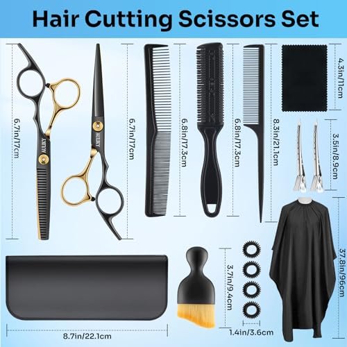 AULikY 15-Piece Professional Hair Cutting Scissors Set | Stainless Steel Shears for Barber, Salon, Home Use - görsel 10