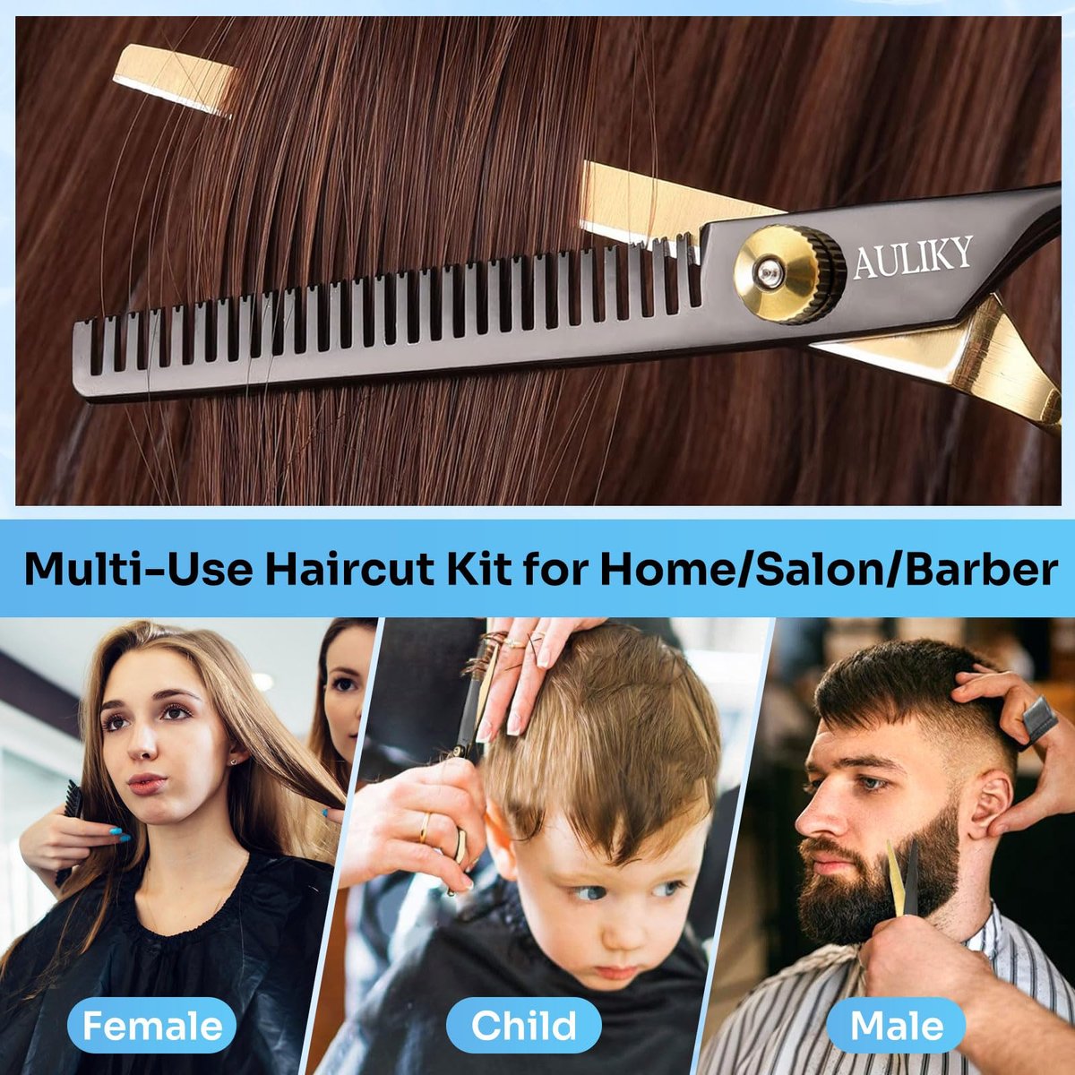 AULikY 15-Piece Professional Hair Cutting Scissors Set | Stainless Steel Shears for Barber, Salon, Home Use - görsel 11