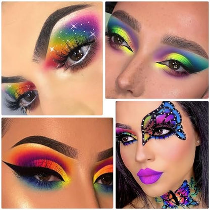 12 Colors Fluorescent Rainbow Pigment Powder for Nails, Acrylic Resin Powder High-Gloss Paint for Gradient Smoke Nails, Halloween Manicure & Makeup