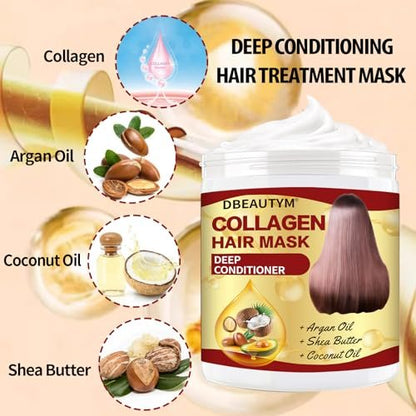 Collagen Hair Treatment Mask & Hair Growth Serum – Deep Conditioner for Dry, Damaged Hair, Natural Hair Regrowth Oil for Men & Women Avelisse