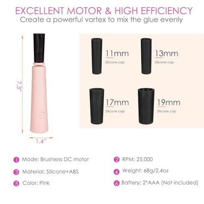 BRILLIRARE Electric Nail Lacquer Shaker - Pink, Nail Polish Mixer for Even Shaking, Time-Saving Handsfree Tool