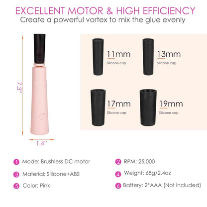BRILLIRARE Electric Nail Lacquer Shaker - Pink, Nail Polish Mixer for Even Shaking, Time-Saving Handsfree Tool