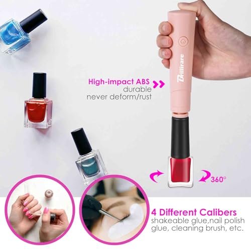 BRILLIRARE Electric Nail Lacquer Shaker - Pink, Nail Polish Mixer for Even Shaking, Time-Saving Handsfree Tool - görsel 10