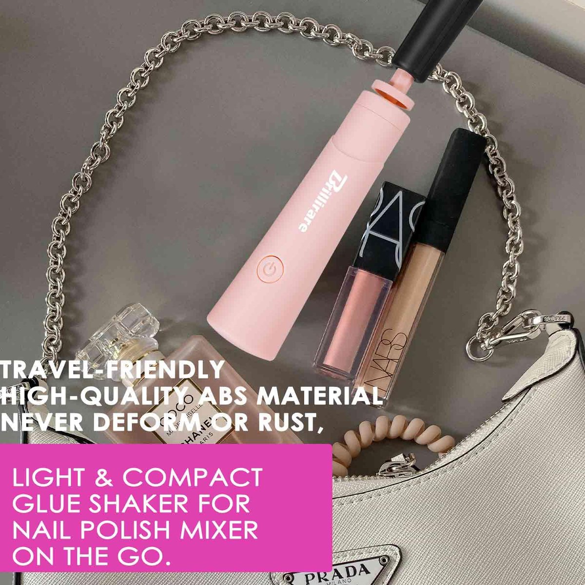 BRILLIRARE Electric Nail Lacquer Shaker - Pink, Nail Polish Mixer for Even Shaking, Time-Saving Handsfree Tool - görsel 11