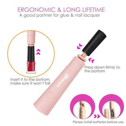 BRILLIRARE Electric Nail Lacquer Shaker - Pink, Nail Polish Mixer for Even Shaking, Time-Saving Handsfree Tool