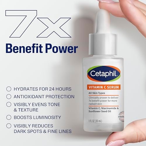 Cetaphil Vitamin C Serum with Niacinamide – Visibly Reduces Dark Spots & Hyperpigmentation for Sensitive Skin, Fragrance Free, Dermatologist Tested, 1 oz Avelisse