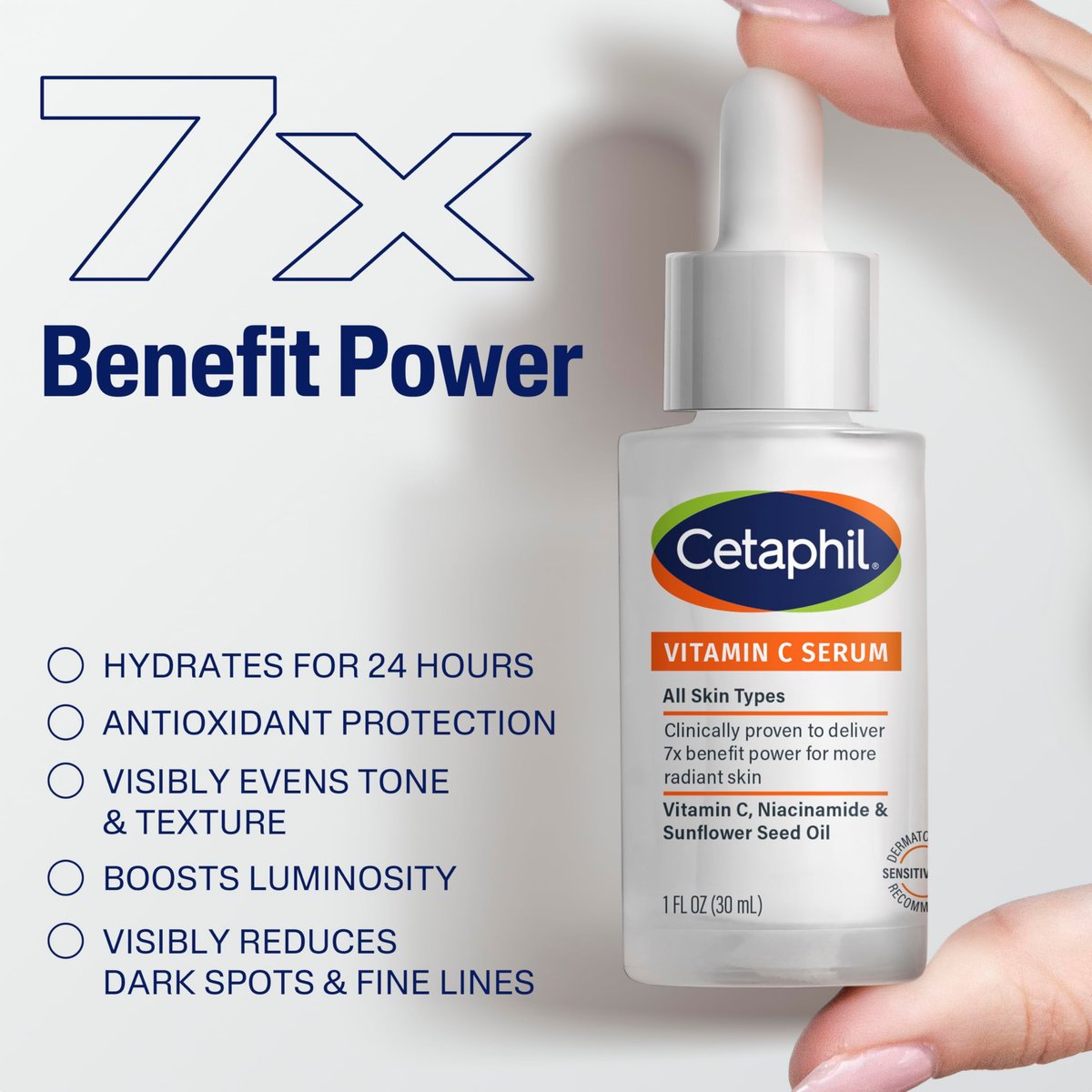 Cetaphil Vitamin C Serum with Niacinamide – Visibly Reduces Dark Spots & Hyperpigmentation for Sensitive Skin, Fragrance Free, Dermatologist Tested, 1 oz Avelisse