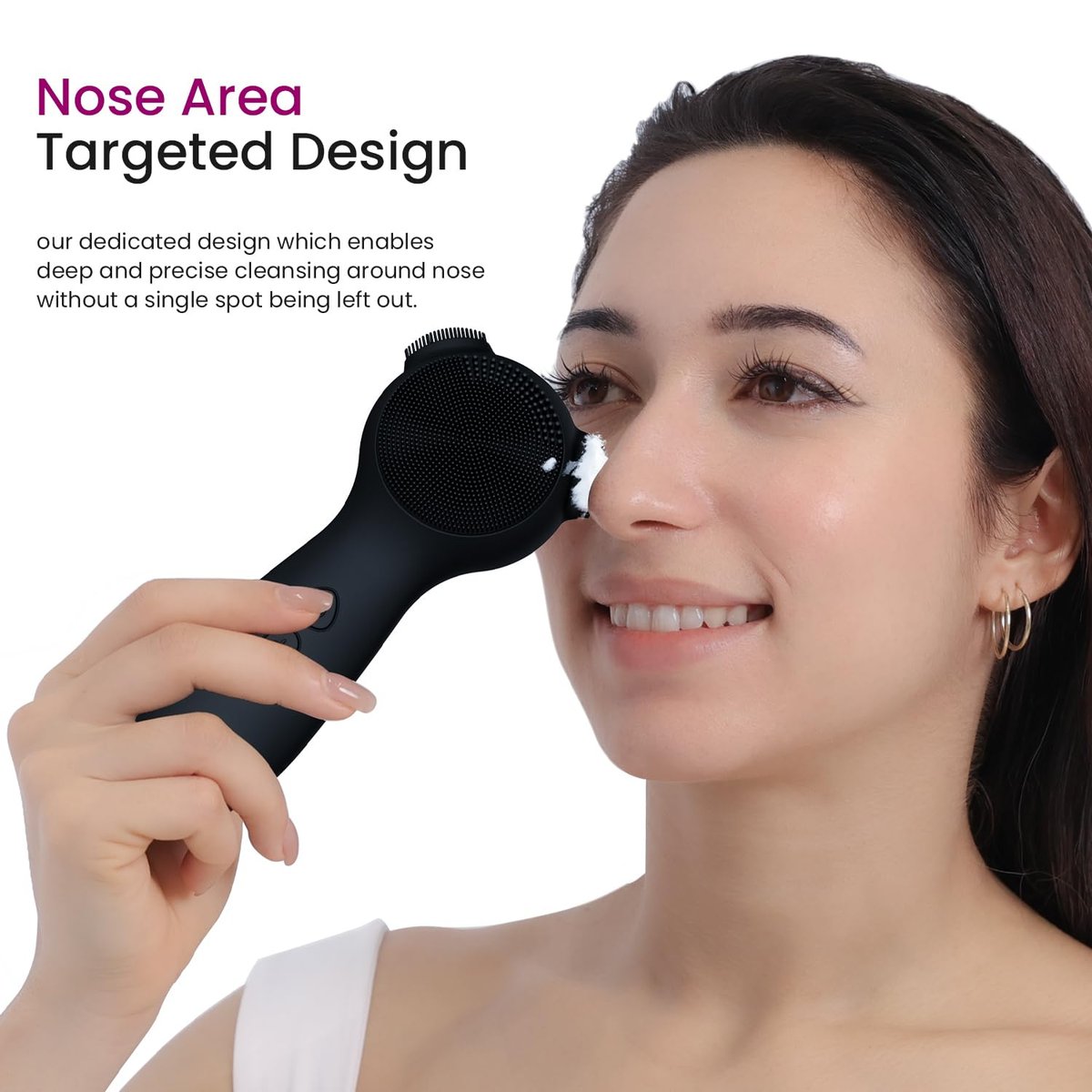 Silicone Face Scrubber Exfoliator Electric for Men Women - Rechargeable Facial Cleansing Brush with Wireless Charging Dock, Waterproof Sonic Vibrating Face Scrub Brush Cleanser (Black) Avelisse