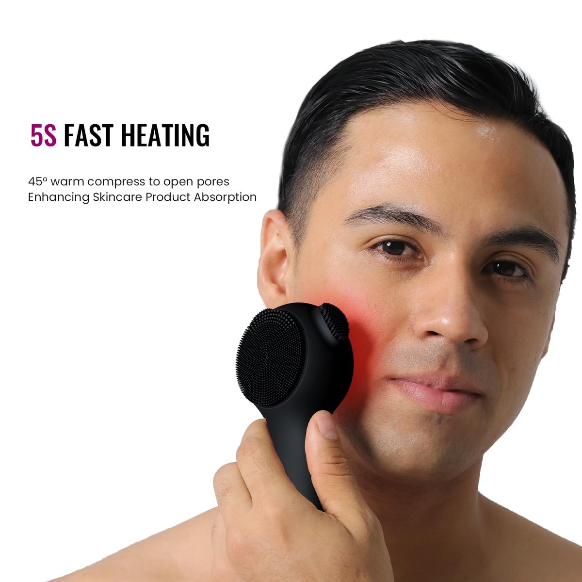 Silicone Face Scrubber Exfoliator Electric for Men Women - Rechargeable Facial Cleansing Brush with Wireless Charging Dock, Waterproof Sonic Vibrating Face Scrub Brush Cleanser (Black) Avelisse