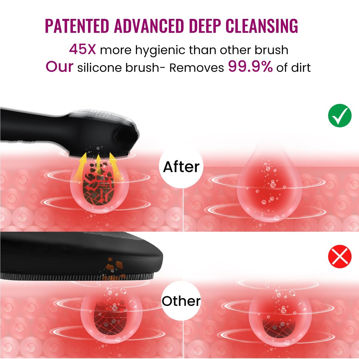 Silicone Face Scrubber Exfoliator Electric for Men Women - Rechargeable Facial Cleansing Brush with Wireless Charging Dock, Waterproof Sonic Vibrating Face Scrub Brush Cleanser (Black) Avelisse