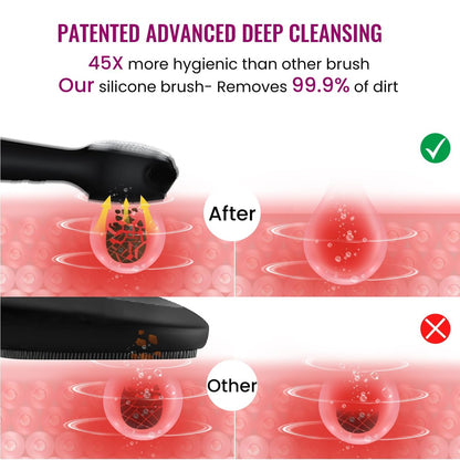 Silicone Face Scrubber Exfoliator Electric for Men Women - Rechargeable Facial Cleansing Brush with Wireless Charging Dock, Waterproof Sonic Vibrating Face Scrub Brush Cleanser (Black) Avelisse