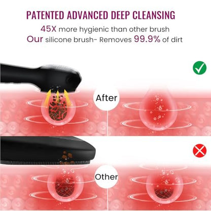 Silicone Face Scrubber Exfoliator Electric for Men Women - Rechargeable Facial Cleansing Brush with Wireless Charging Dock, Waterproof Sonic Vibrating Face Scrub Brush Cleanser (Black) Avelisse