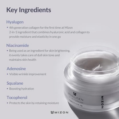 MIZON Hyalugen Le Lift Cream – Deep Hydration & Youthful Skin with Hyaluronic Acid and Marine Collagen (1.69 oz)