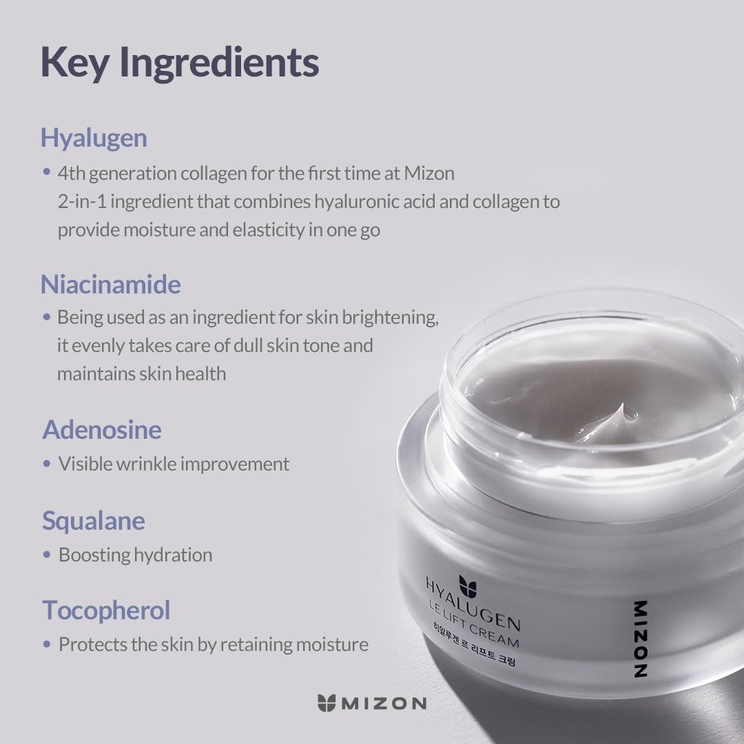 MIZON Hyalugen Le Lift Cream – Deep Hydration & Youthful Skin with Hyaluronic Acid and Marine Collagen (1.69 oz) - görsel 5