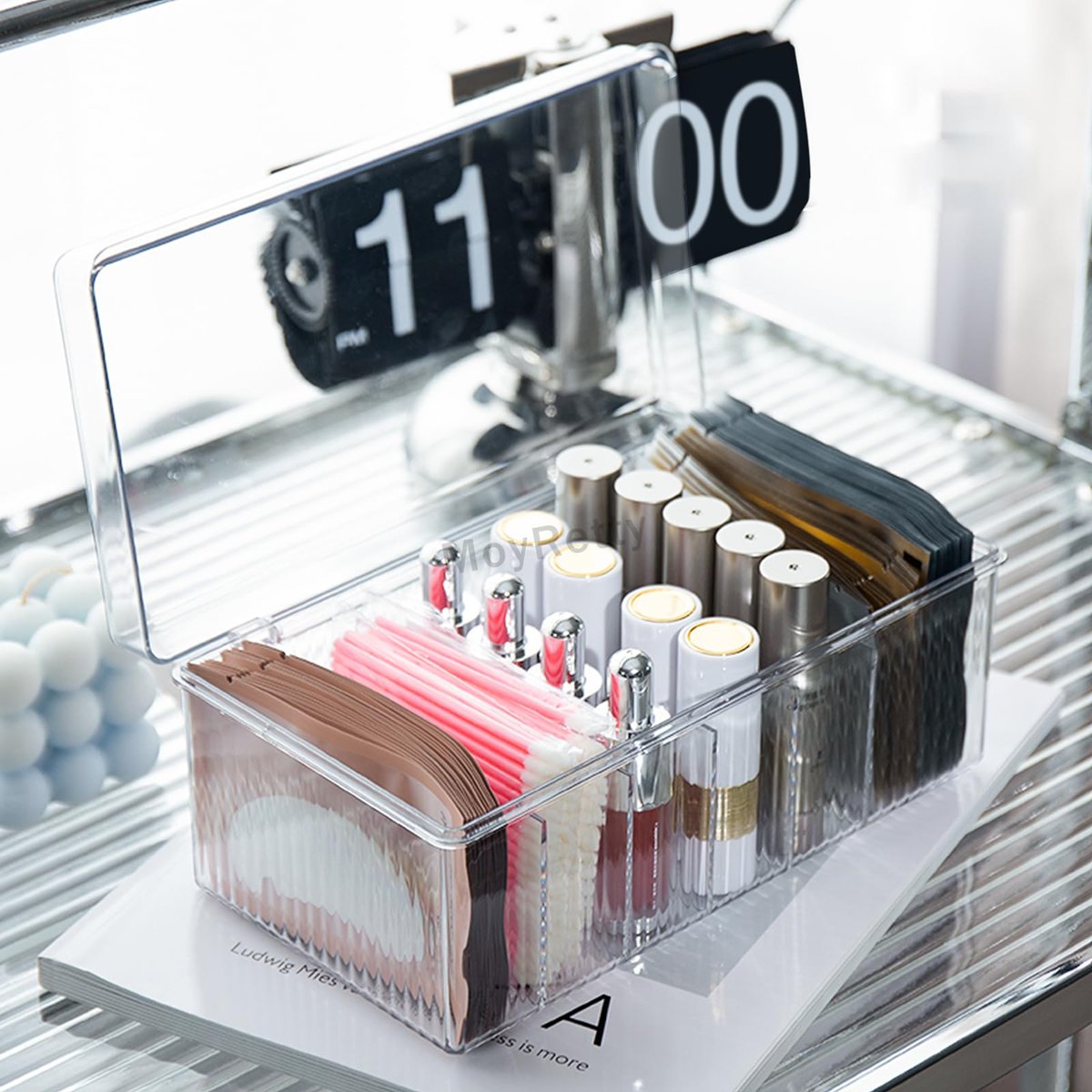 MoyRetty Acrylic Lash Extension Organizer – Large Capacity Clear Storage Box for Eyelash Supplies Avelisse
