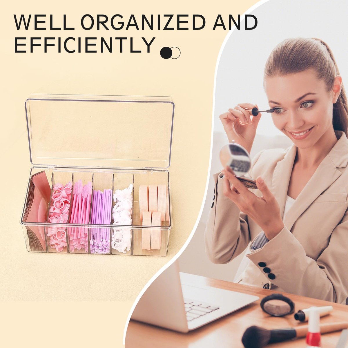 MoyRetty Acrylic Lash Extension Organizer – Large Capacity Clear Storage Box for Eyelash Supplies Avelisse
