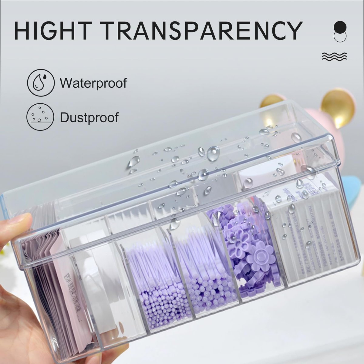 MoyRetty Acrylic Lash Extension Organizer – Large Capacity Clear Storage Box for Eyelash Supplies Avelisse