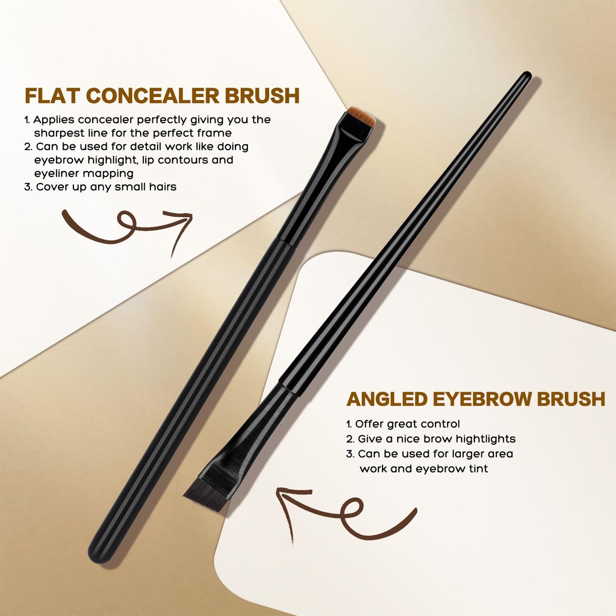 QUEEJOY Eyebrow Brush Set - 2Pcs Angled & – Versatile Use: Suitable for both powder and cream formulas, these – Image 5