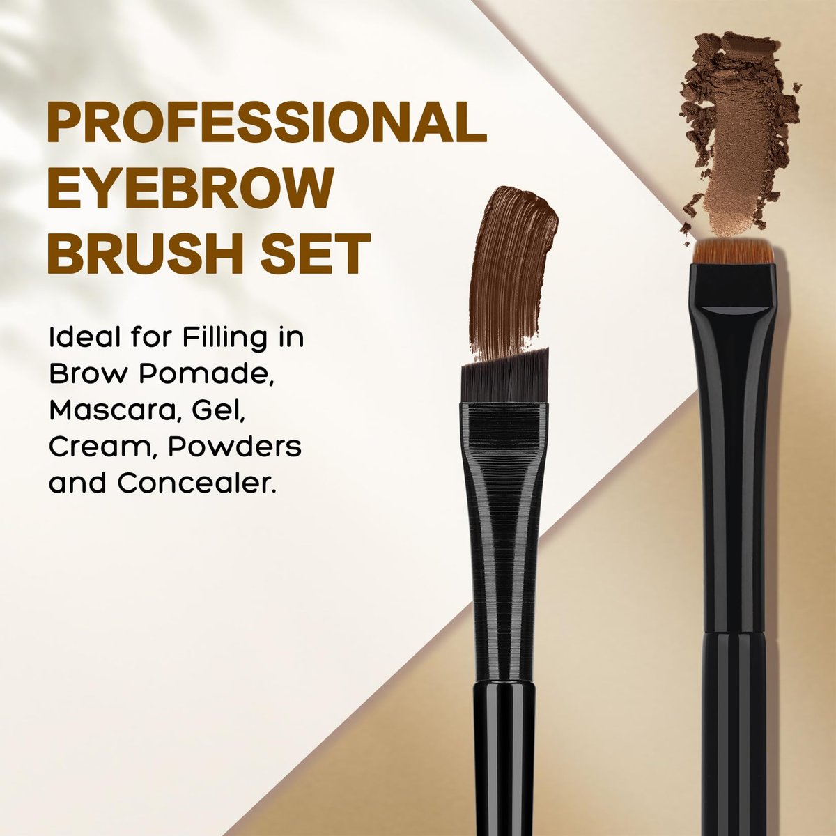 QUEEJOY Eyebrow Brush Set - 2Pcs Angled & – Color: Black – Image 7