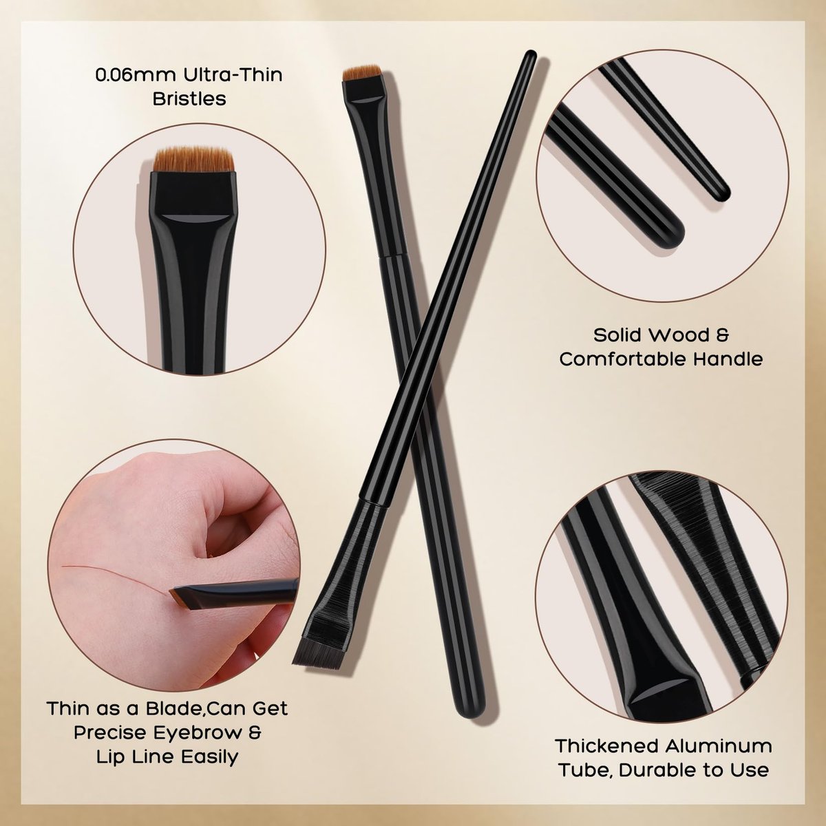 QUEEJOY Eyebrow Brush Set - 2Pcs Angled & – Flat Concealer Brushes: Two flat brushes are ideal for applying – Image 3