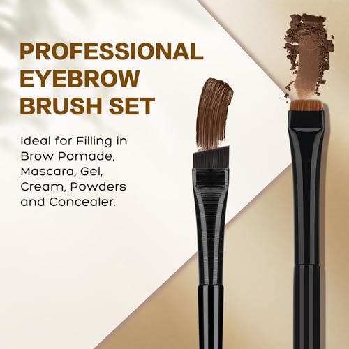 QUEEJOY Eyebrow Brush Set - 2Pcs Angled & – Size: 4 Pieces Set (2 angled brushes, 2 flat concealer brushes) – Image 8