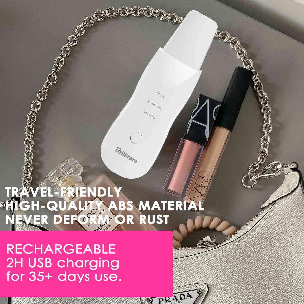 BRILLIRARE Face Scrubber Silicone Pore Cleaner - Rechargeable Blackhead Remover Tool for Deep Cleansing & Exfoliating, 3 Modes, Waterproof, All Skin Types (Pearl White) - görsel 13