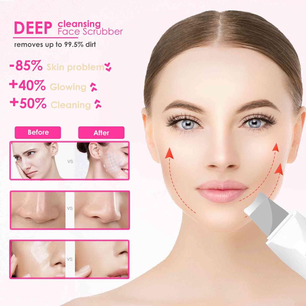 BRILLIRARE Face Scrubber Silicone Pore Cleaner - Rechargeable Blackhead Remover Tool for Deep Cleansing & Exfoliating, 3 Modes, Waterproof, All Skin Types (Pearl White) - görsel 11