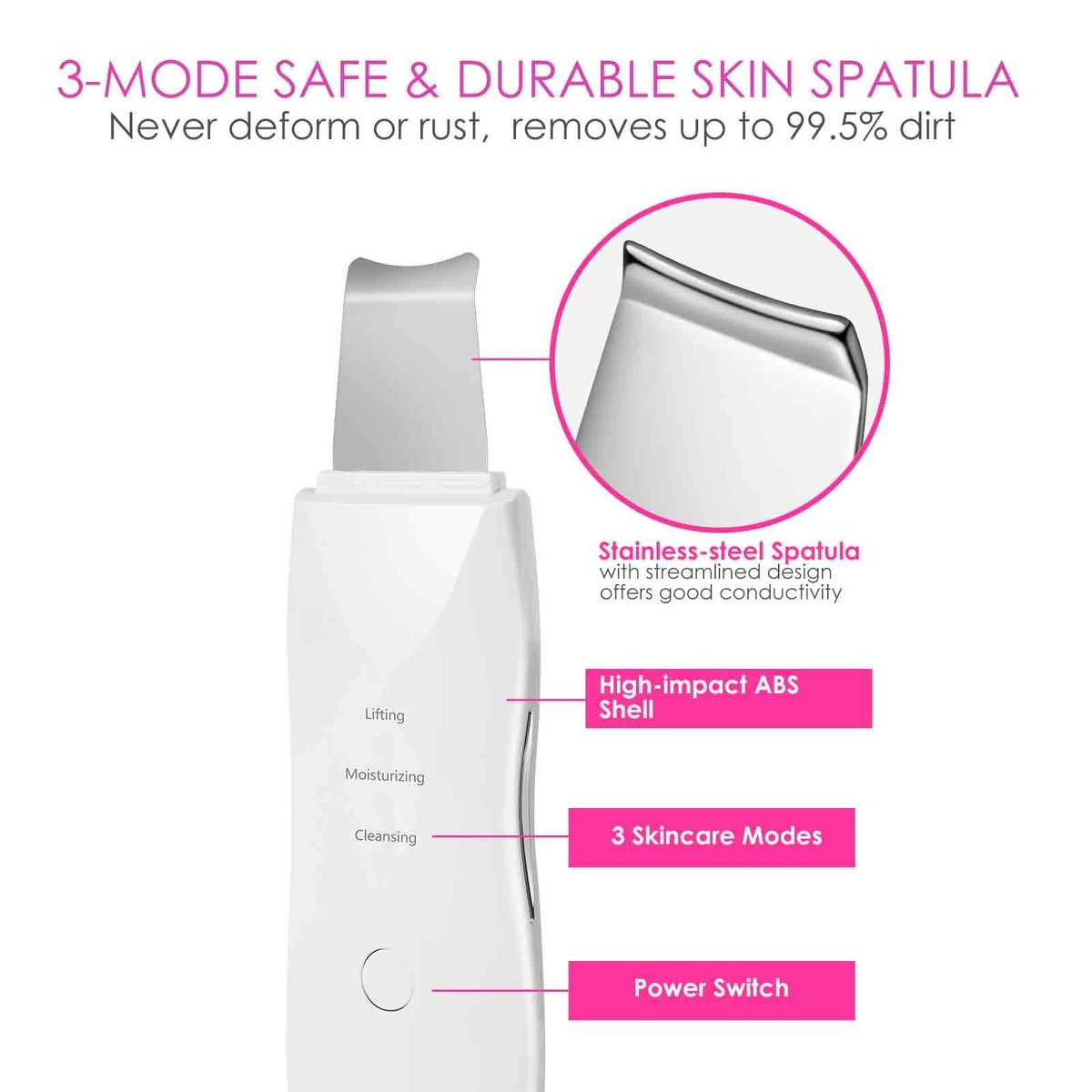BRILLIRARE Face Scrubber Silicone Pore Cleaner - Rechargeable Blackhead Remover Tool for Deep Cleansing & Exfoliating, 3 Modes, Waterproof, All Skin Types (Pearl White) - görsel 5