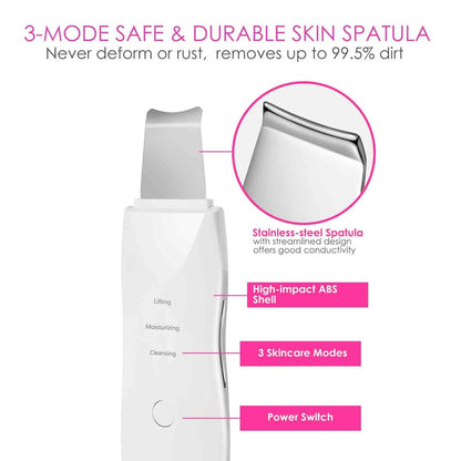 BRILLIRARE Face Scrubber Silicone Pore Cleaner - Rechargeable Blackhead Remover Tool for Deep Cleansing & Exfoliating, 3 Modes, Waterproof, All Skin Types (Pearl White)