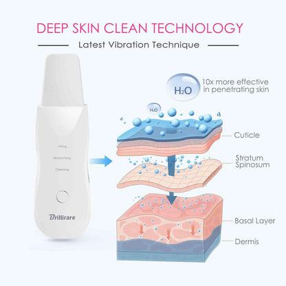 BRILLIRARE Face Scrubber Silicone Pore Cleaner - Rechargeable Blackhead Remover Tool for Deep Cleansing & Exfoliating, 3 Modes, Waterproof, All Skin Types (Pearl White)