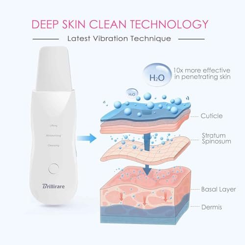 BRILLIRARE Face Scrubber Silicone Pore Cleaner - Rechargeable Blackhead Remover Tool for Deep Cleansing & Exfoliating, 3 Modes, Waterproof, All Skin Types (Pearl White) - görsel 10