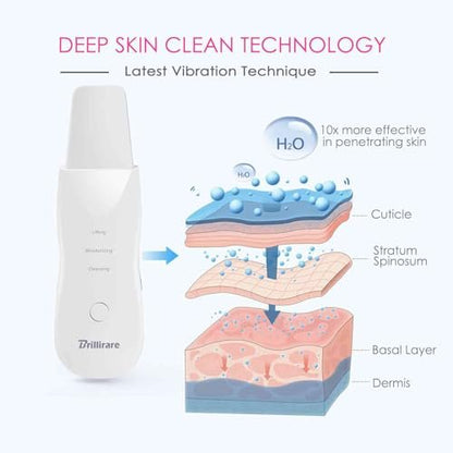 BRILLIRARE Face Scrubber Silicone Pore Cleaner - Rechargeable Blackhead Remover Tool for Deep Cleansing & Exfoliating, 3 Modes, Waterproof, All Skin Types (Pearl White)