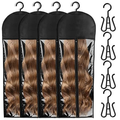 4 PCS Wig Holder Hair Storage Bags – Extra Long 31.5 Inch Wig Storage for Multiple Wigs