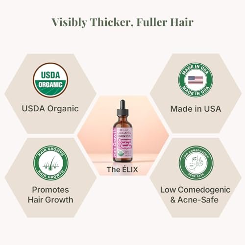 The ÉLIX USDA Organic Rosemary Oil for Hair Growth | Thickening Formula with Castor & Pumpkin Seed | for Hair Loss & Thinning | Made in USA | 4oz Avelisse
