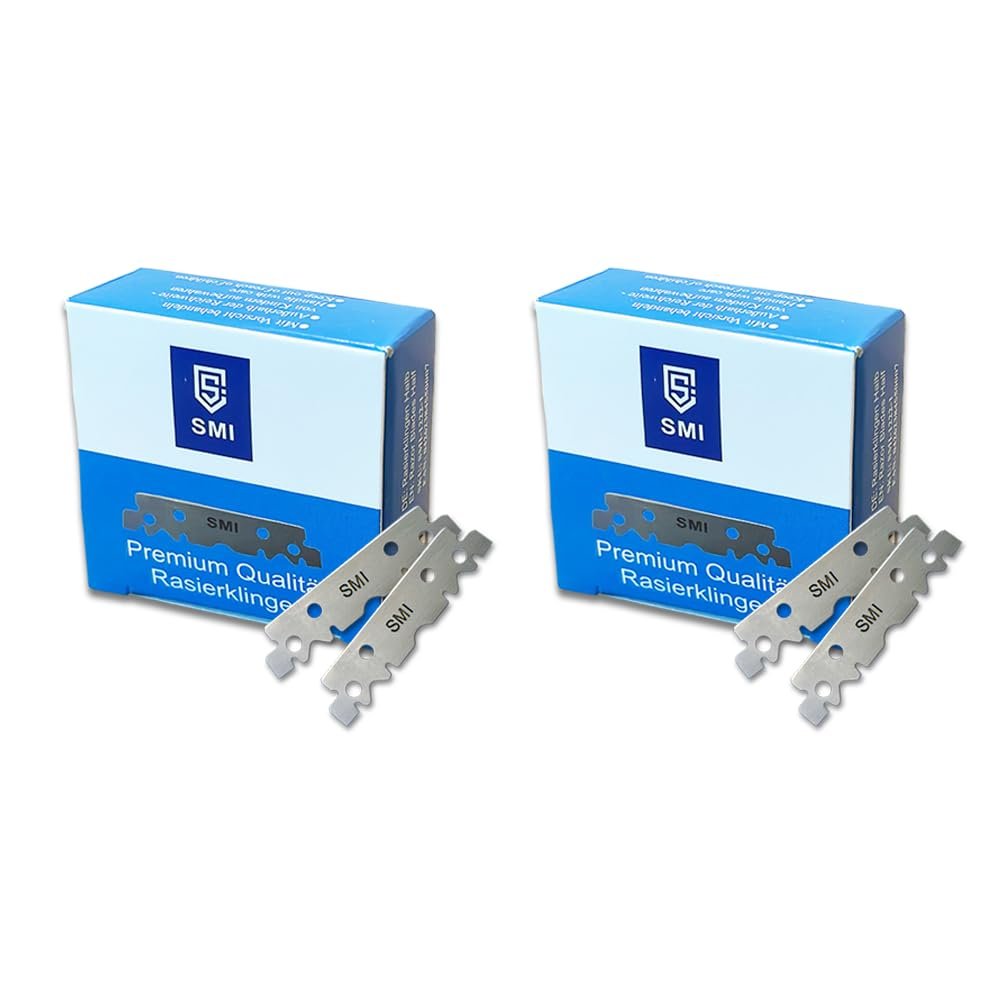 SMI Razor Blades Professional for Men - 200 Replaceable Half Blades (2 Pack, Silver) - görsel 1