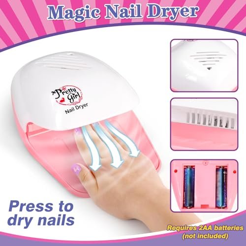 B Bascolor Kids Foot Spa & Nail Kit Set - Complete Manicure Pedicure Salon Toy for Girls Ages 5-12, Foot Soak Tub with Massage and Nail Dryer, Pretend Play Gift for Christmas Birthday Avelisse