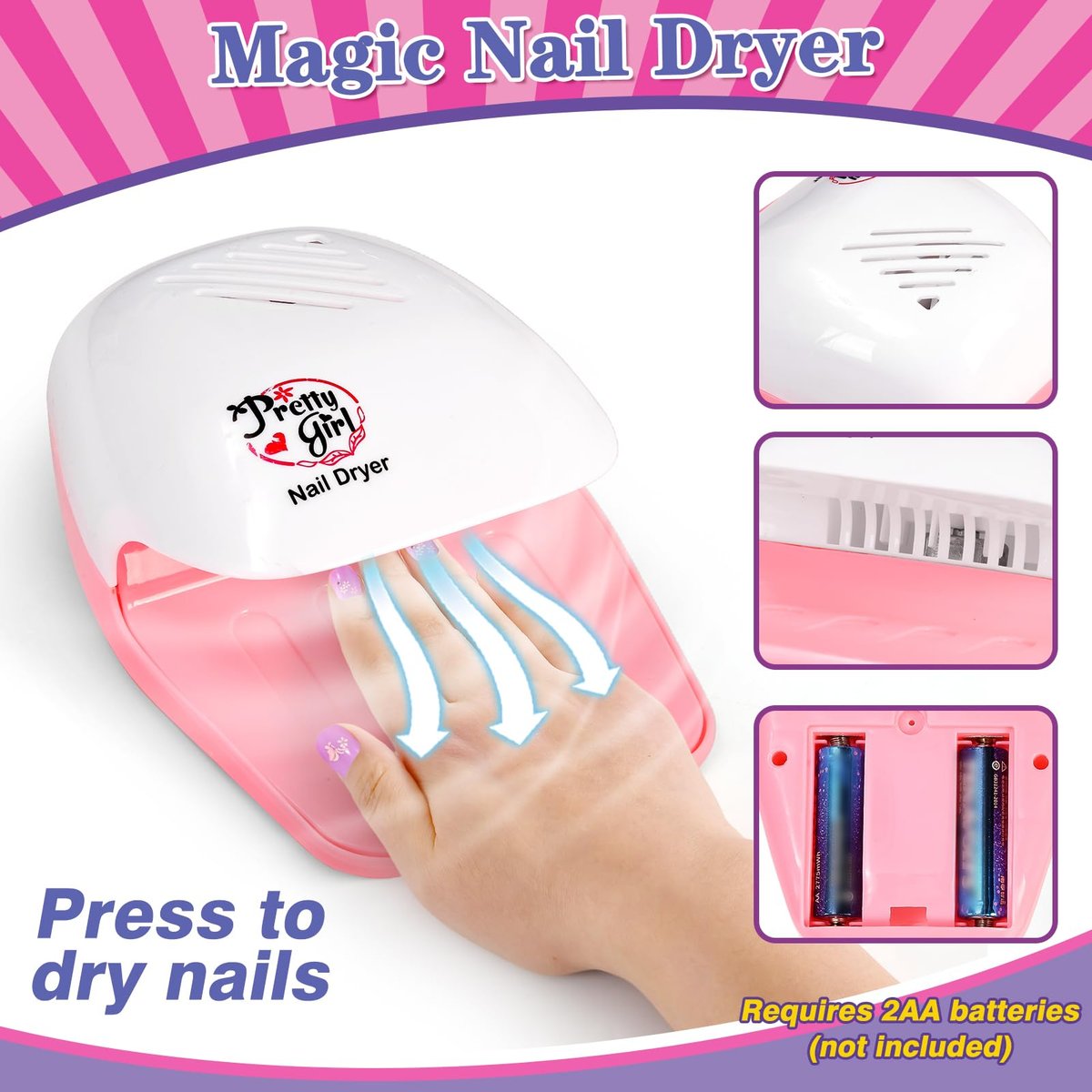 B Bascolor Kids Foot Spa & Nail Kit Set - Complete Manicure Pedicure Salon Toy for Girls Ages 5-12, Foot Soak Tub with Massage and Nail Dryer, Pretend Play Gift for Christmas Birthday Avelisse