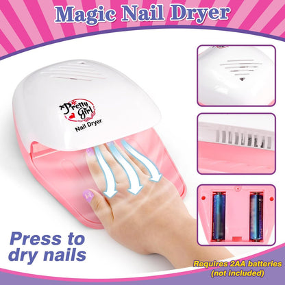 B Bascolor Kids Foot Spa & Nail Kit Set - Complete Manicure Pedicure Salon Toy for Girls Ages 5-12, Foot Soak Tub with Massage and Nail Dryer, Pretend Play Gift for Christmas Birthday Avelisse