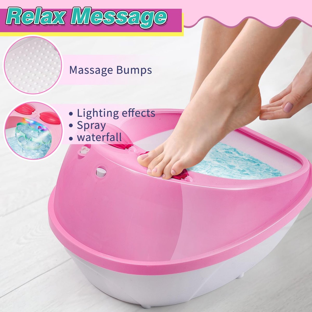 B Bascolor Kids Foot Spa & Nail Kit Set - Complete Manicure Pedicure Salon Toy for Girls Ages 5-12, Foot Soak Tub with Massage and Nail Dryer, Pretend Play Gift for Christmas Birthday Avelisse