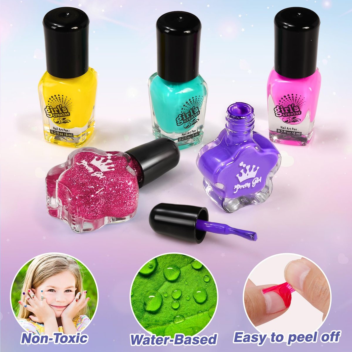 B Bascolor Kids Foot Spa & Nail Kit Set - Complete Manicure Pedicure Salon Toy for Girls Ages 5-12, Foot Soak Tub with Massage and Nail Dryer, Pretend Play Gift for Christmas Birthday Avelisse