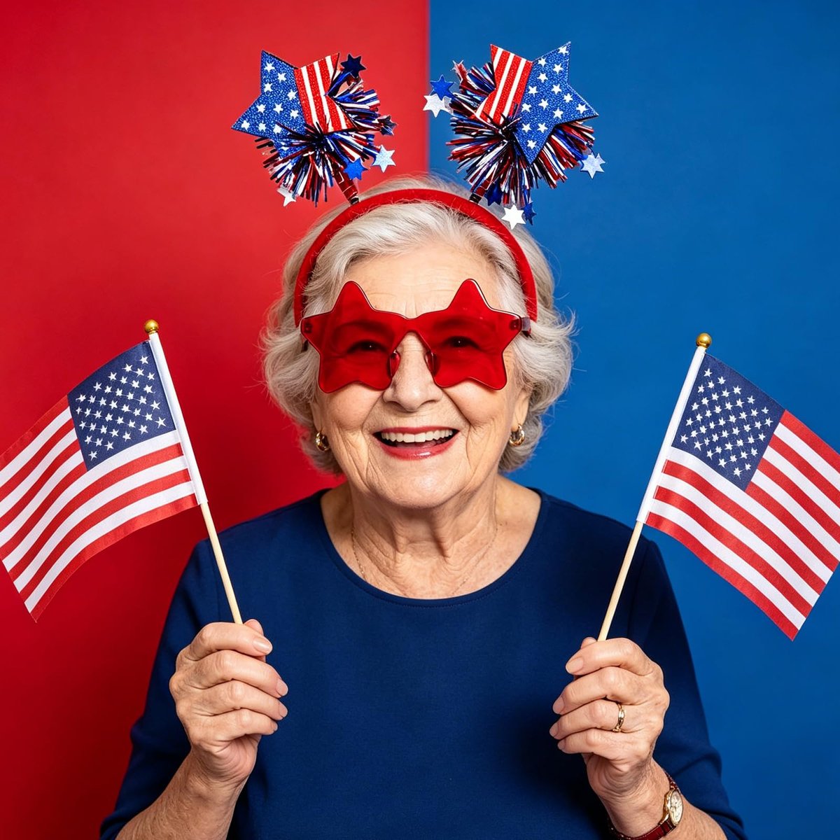 4 PCS Patriotic Party Accessories - Independence Day Headband, Star Sunglasses, Red White Blue Party Favors for Memorial Day - görsel 9